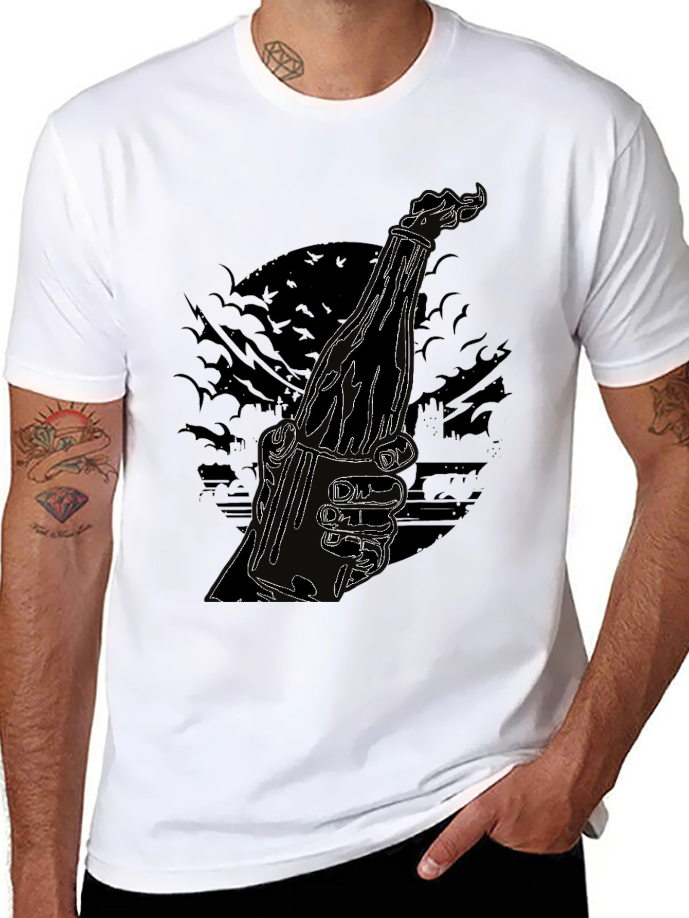 Molotov Cocktail Graphic Tee - Cool Black Shirt