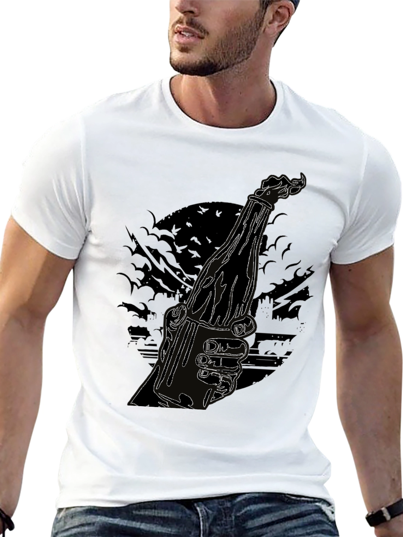 Molotov Cocktail Graphic Tee - Cool Black Shirt