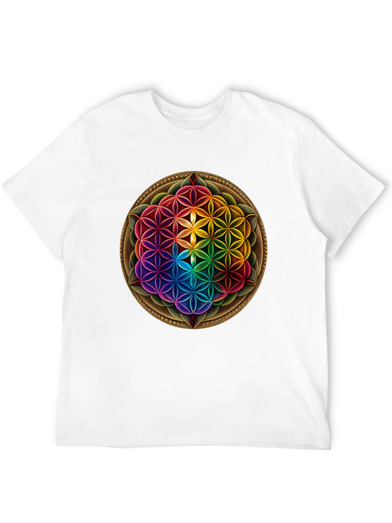Rainbow Flower of Life Graphic T-Shirt