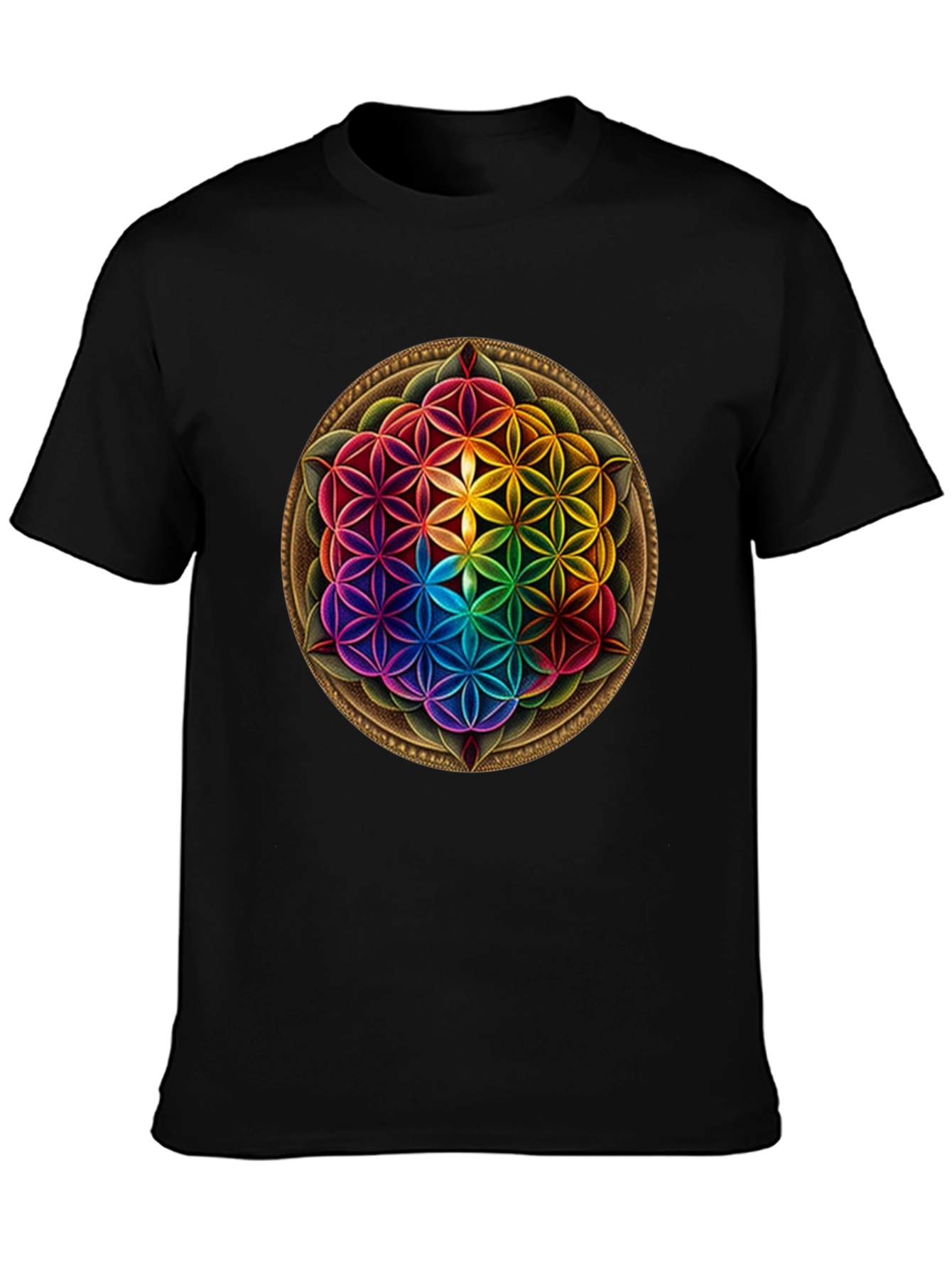 Rainbow Flower of Life Graphic T-Shirt