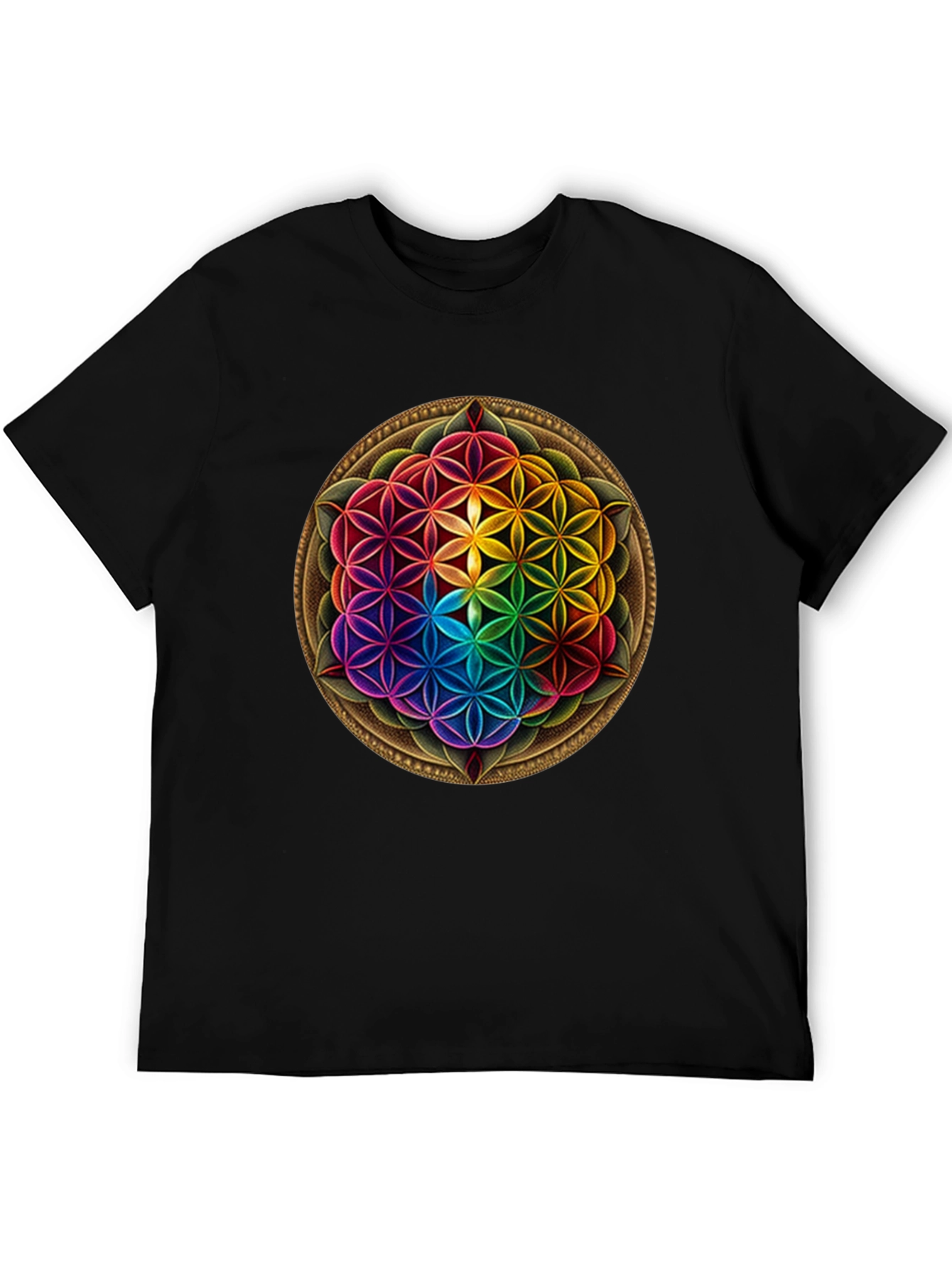 Rainbow Flower of Life Graphic T-Shirt