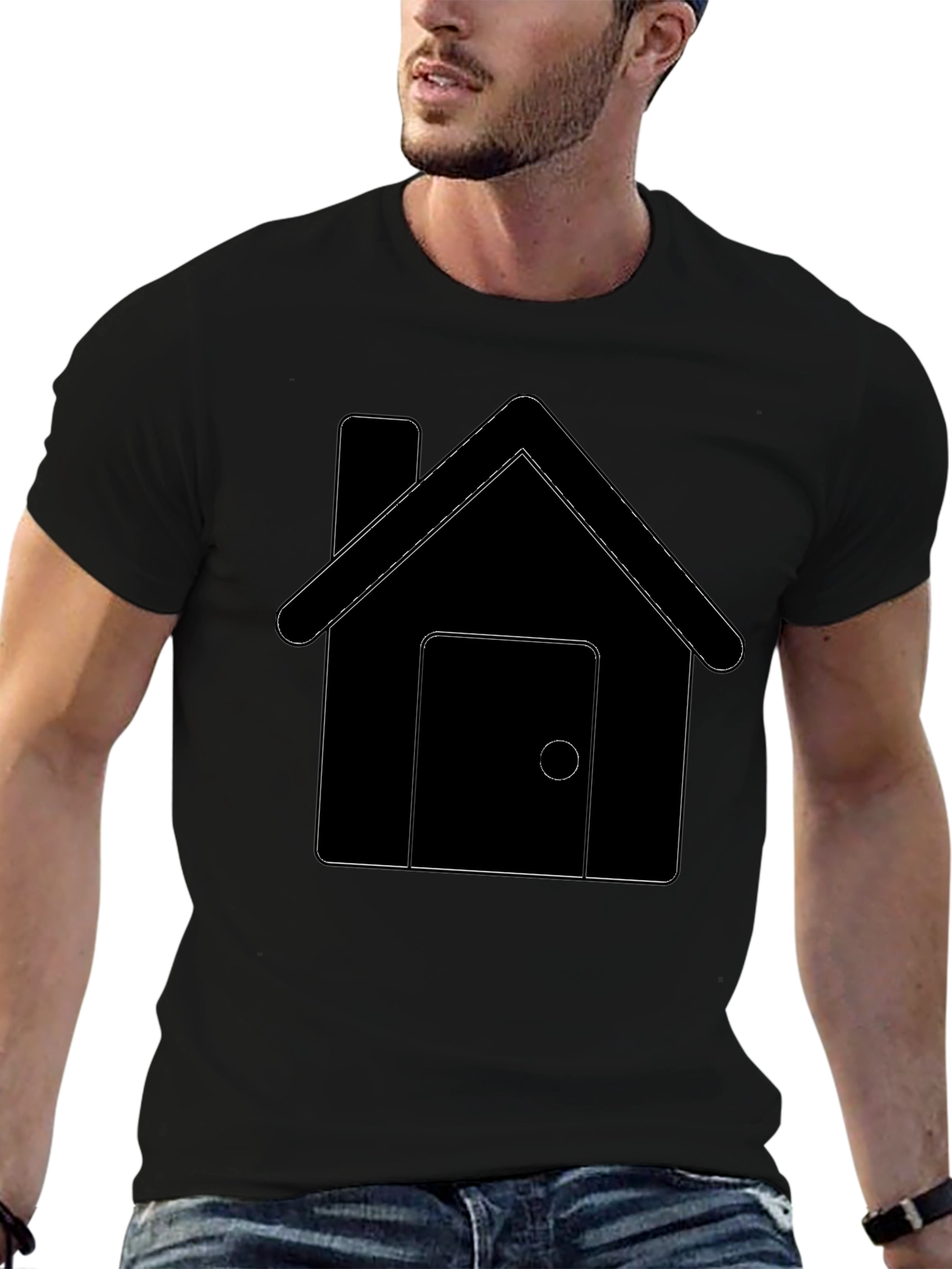 House Graphic Tee - Black Cotton Comfort