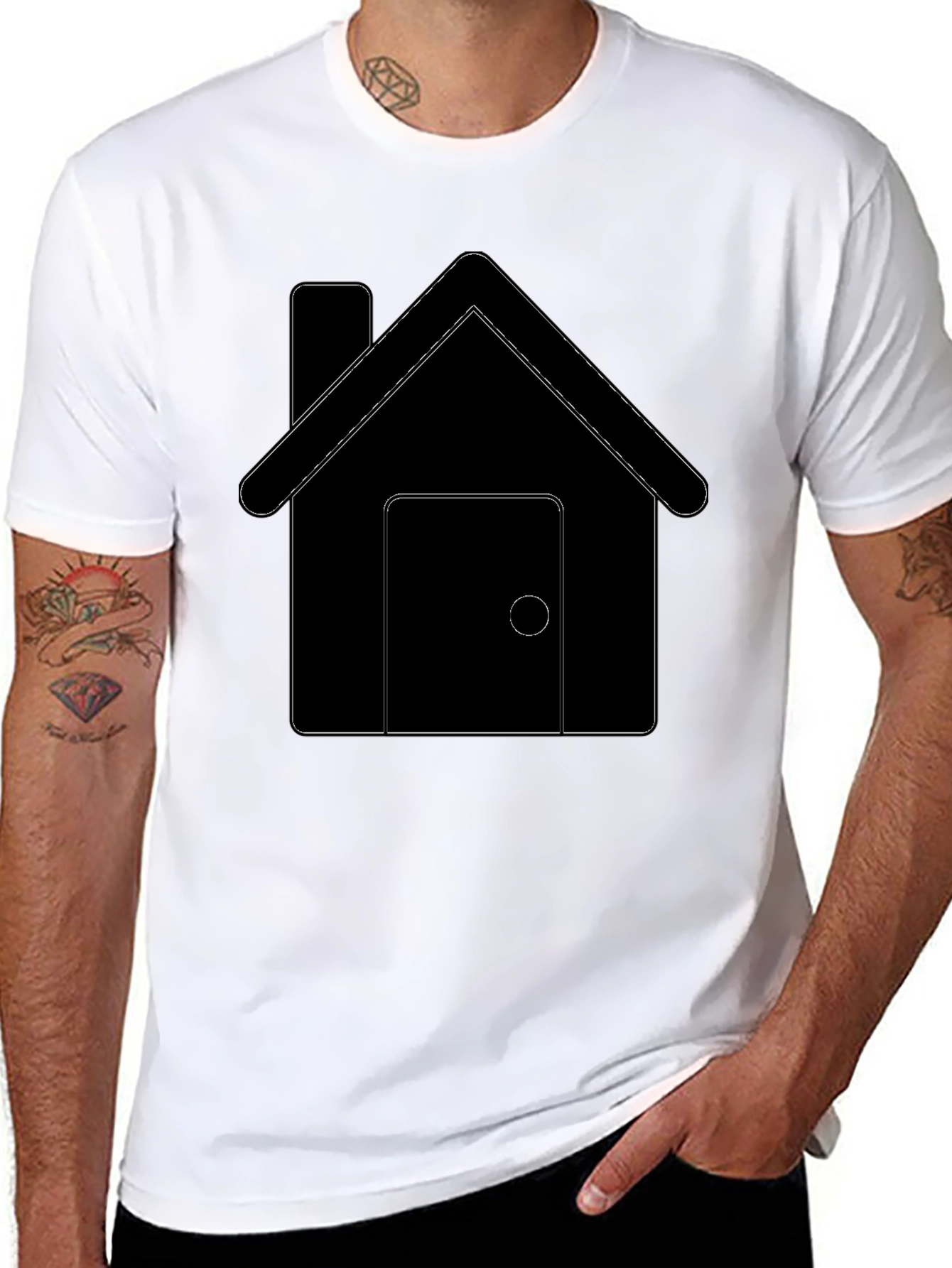 House Graphic Tee - Black Cotton Comfort