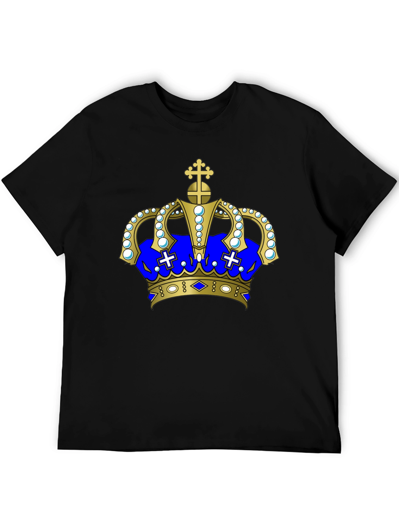 Regal Crown Graphic Tee - Black Cotton T-Shirt