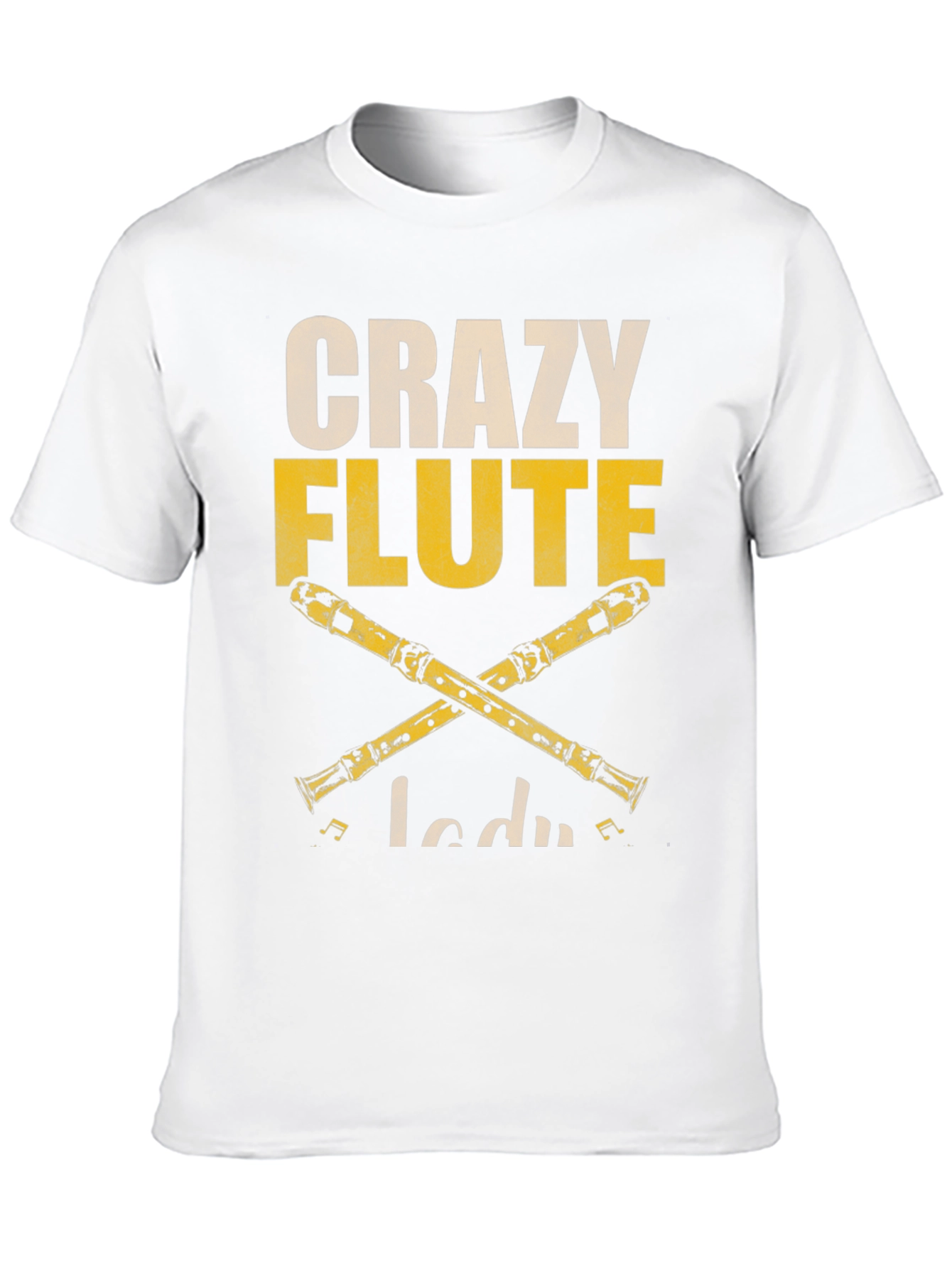 Crazy Flute Lady Graphic T-Shirt - Music Lover Tee