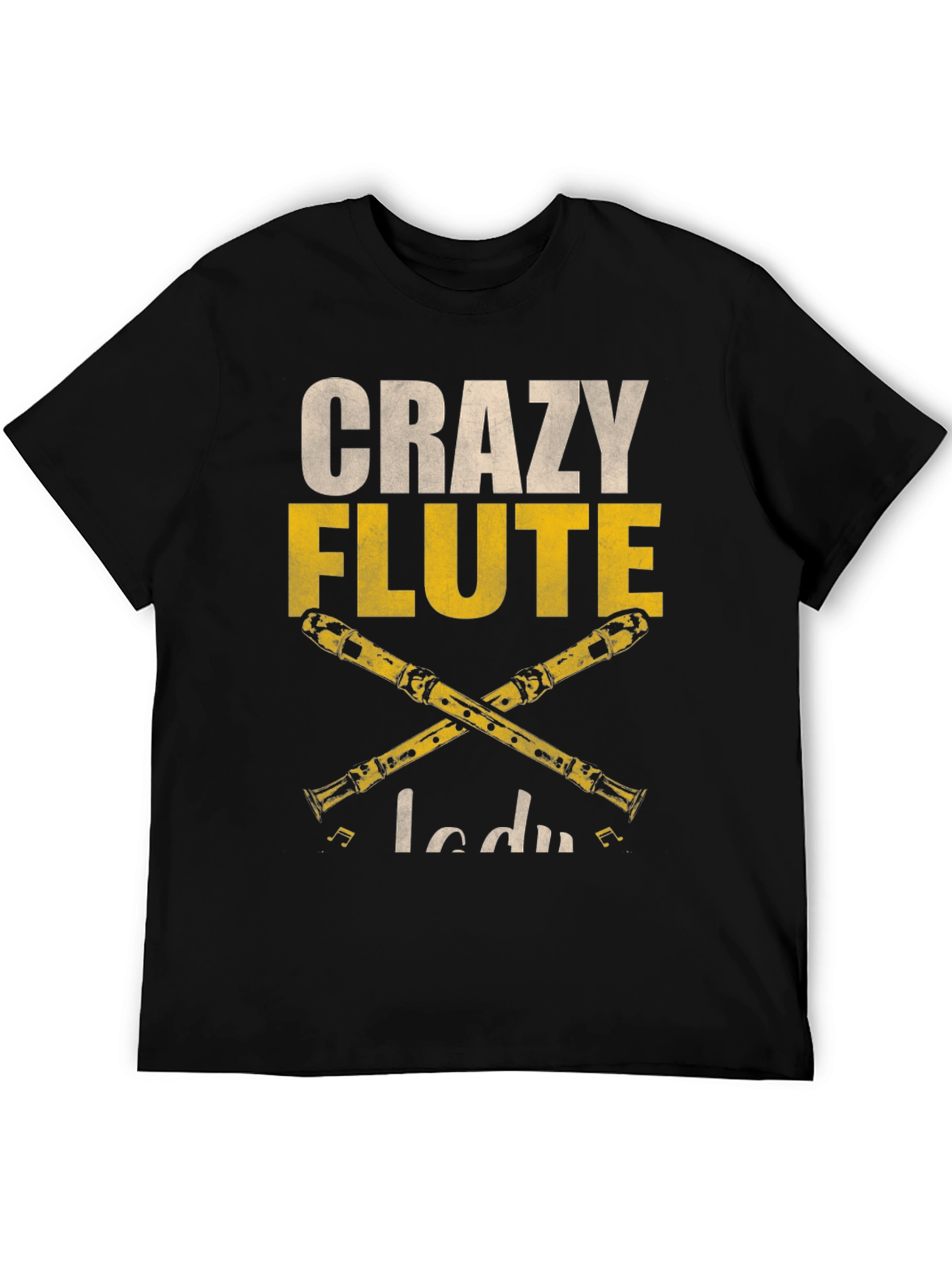 Crazy Flute Lady Graphic T-Shirt - Music Lover Tee