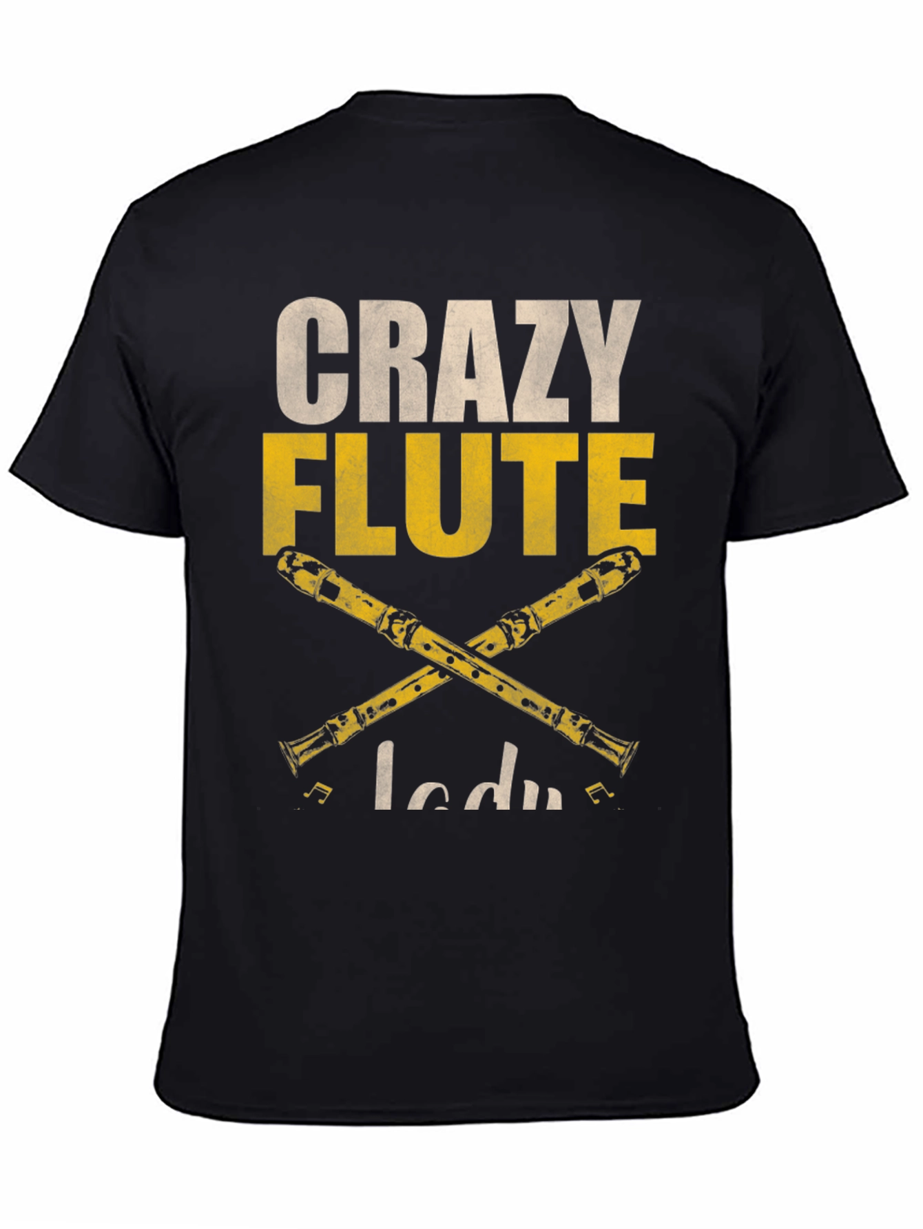 Crazy Flute Lady Graphic T-Shirt - Music Lover Tee