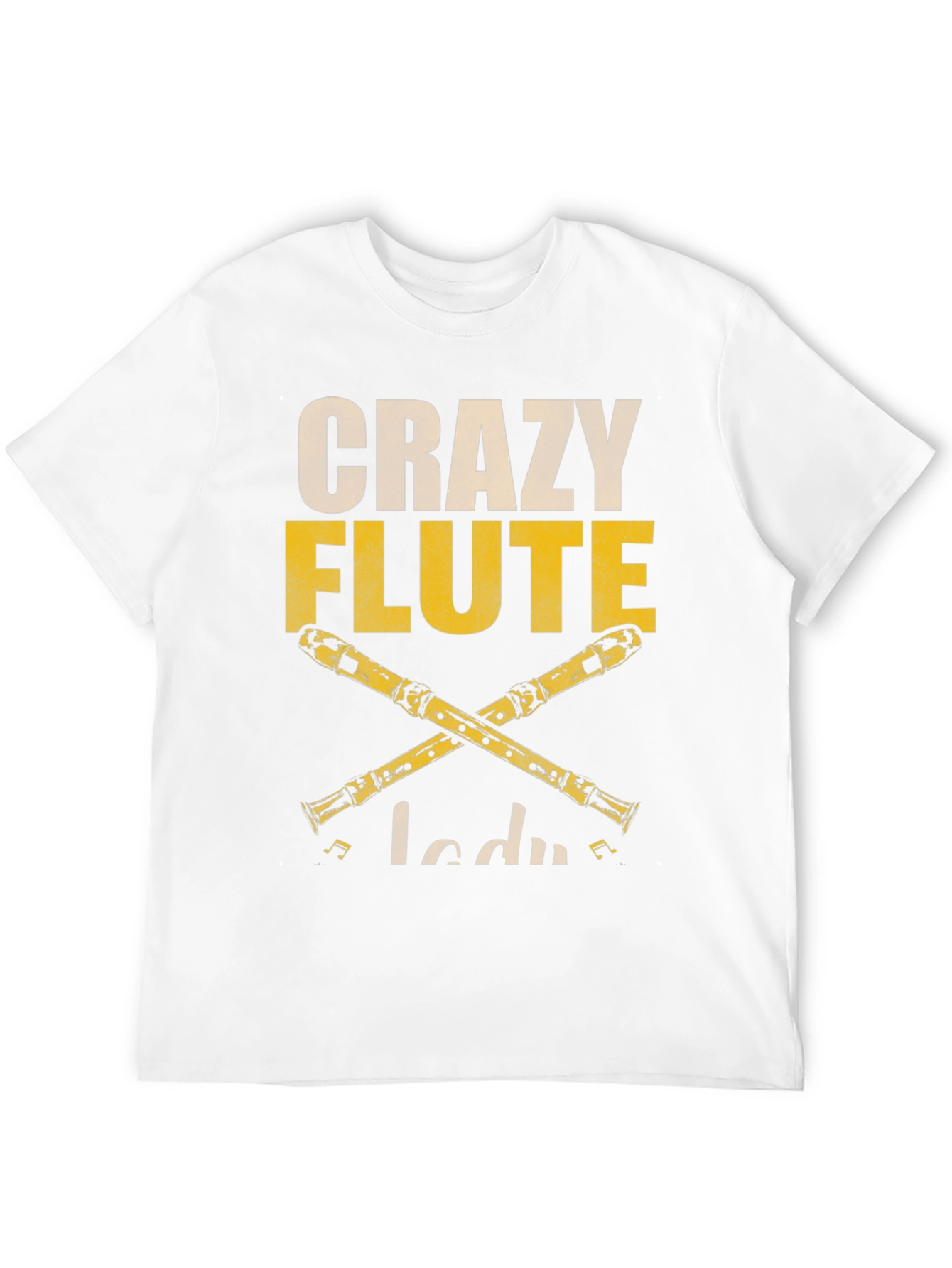 Crazy Flute Lady Graphic T-Shirt - Music Lover Tee