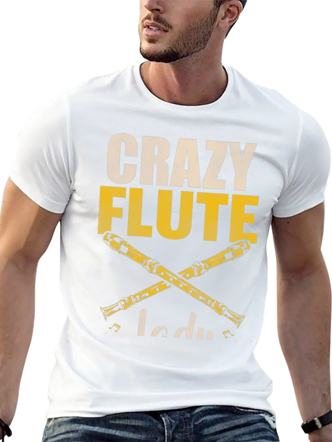 Crazy Flute Lady Graphic T-Shirt - Music Lover Tee