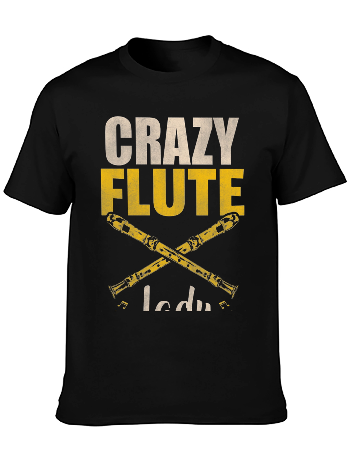 Crazy Flute Lady Graphic T-Shirt - Music Lover Tee