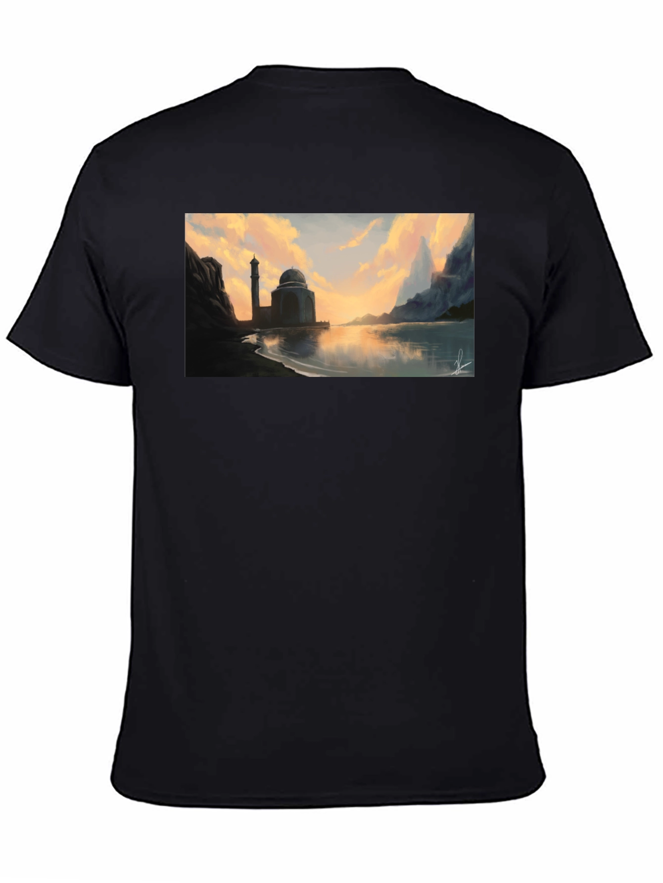 Mosque at Sunset Black T-Shirt