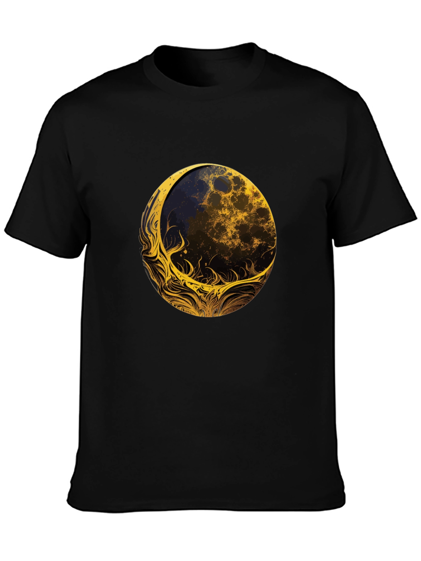 Abstract Moon Graphic Tee - Black