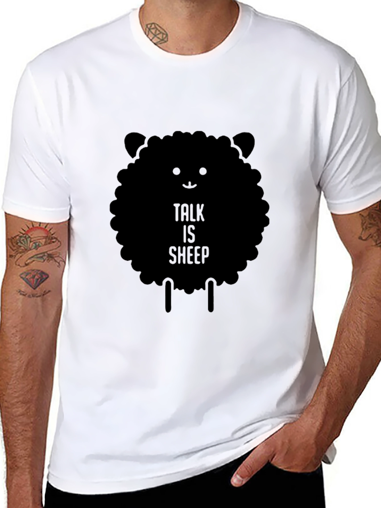 Talk is Sheep Black Graphic T-Shirt