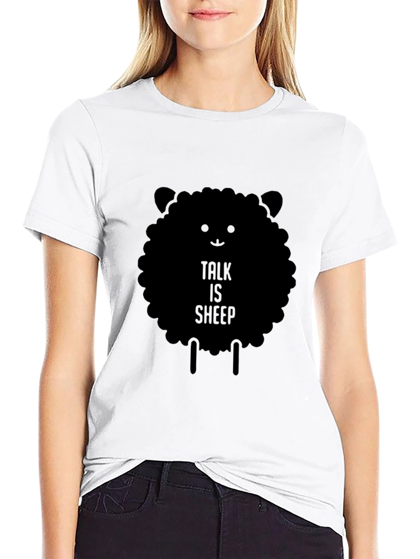 Talk is Sheep Black Graphic T-Shirt