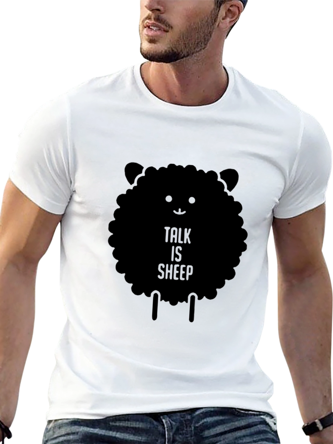 Talk is Sheep Black Graphic T-Shirt