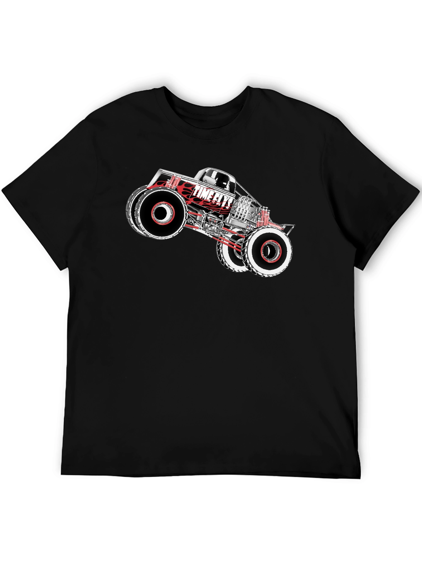 Time Flys Monster Truck Graphic T-Shirt - Black