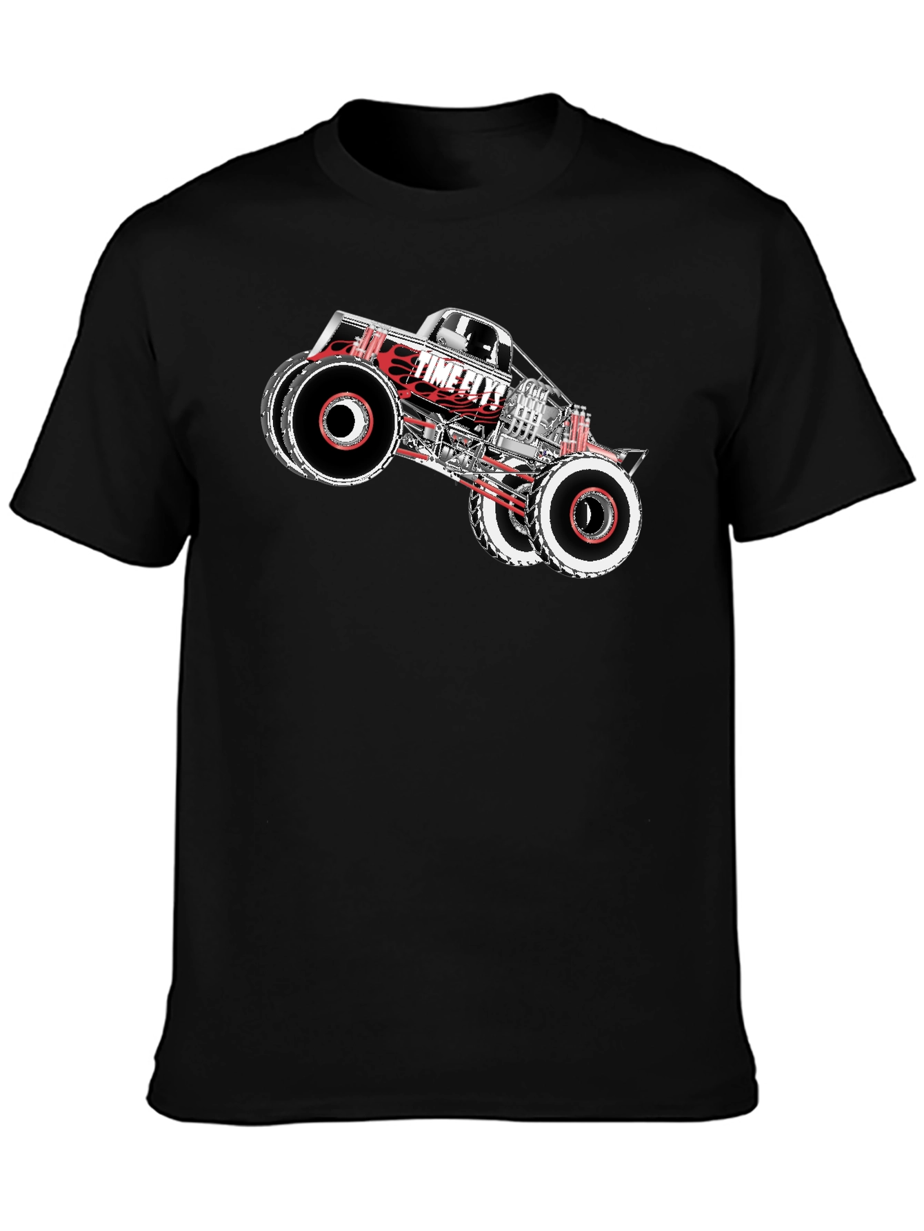 Time Flys Monster Truck Graphic T-Shirt - Black