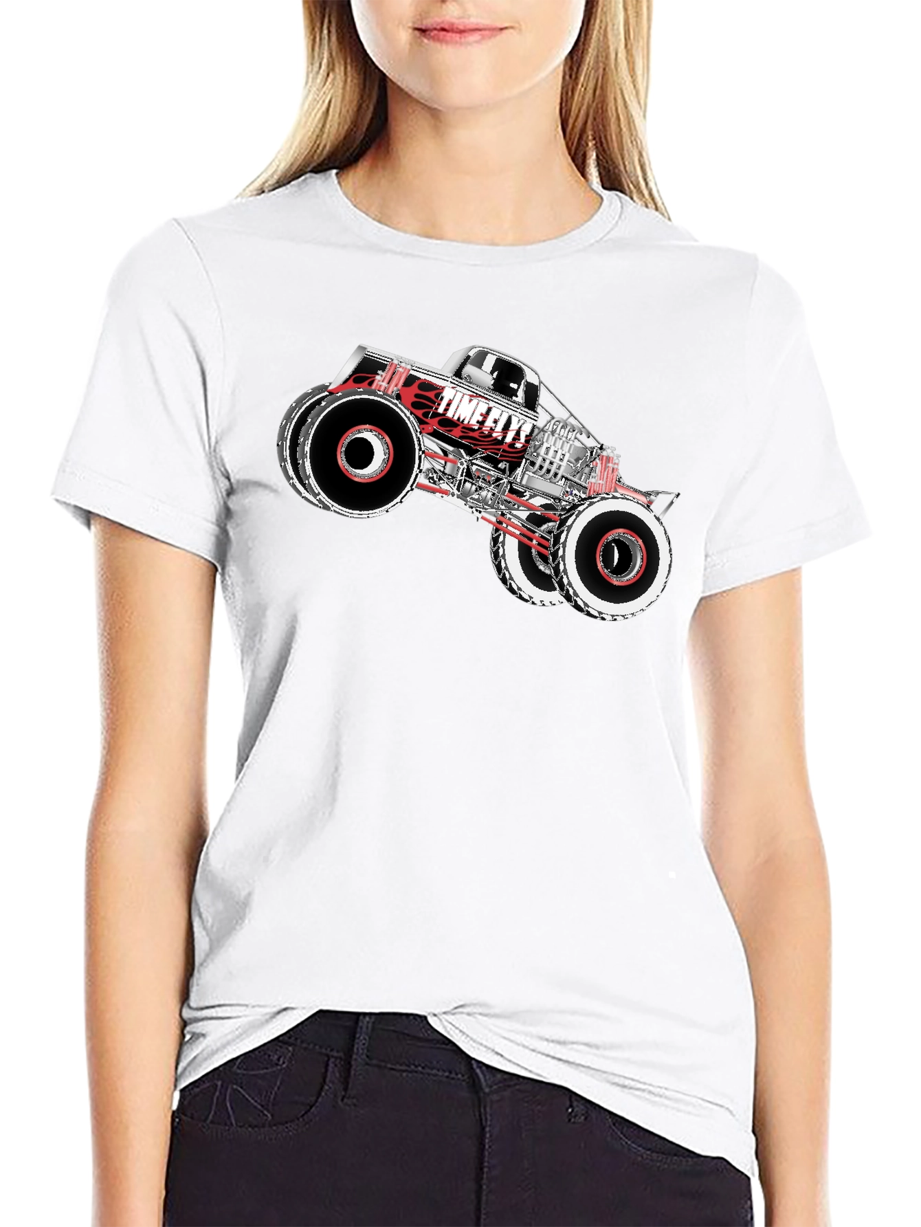 Time Flys Monster Truck Graphic T-Shirt - Black