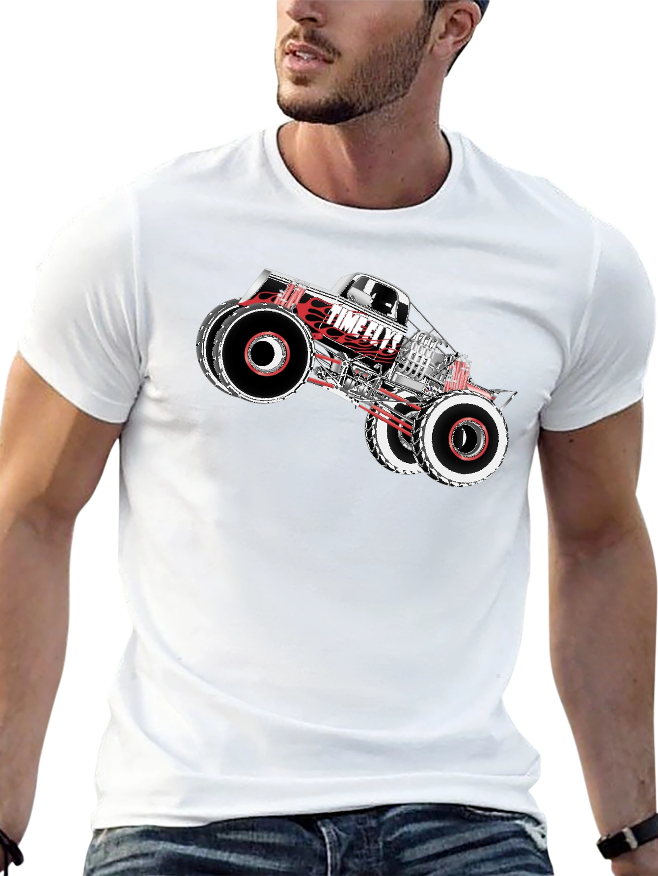 Time Flys Monster Truck Graphic T-Shirt - Black