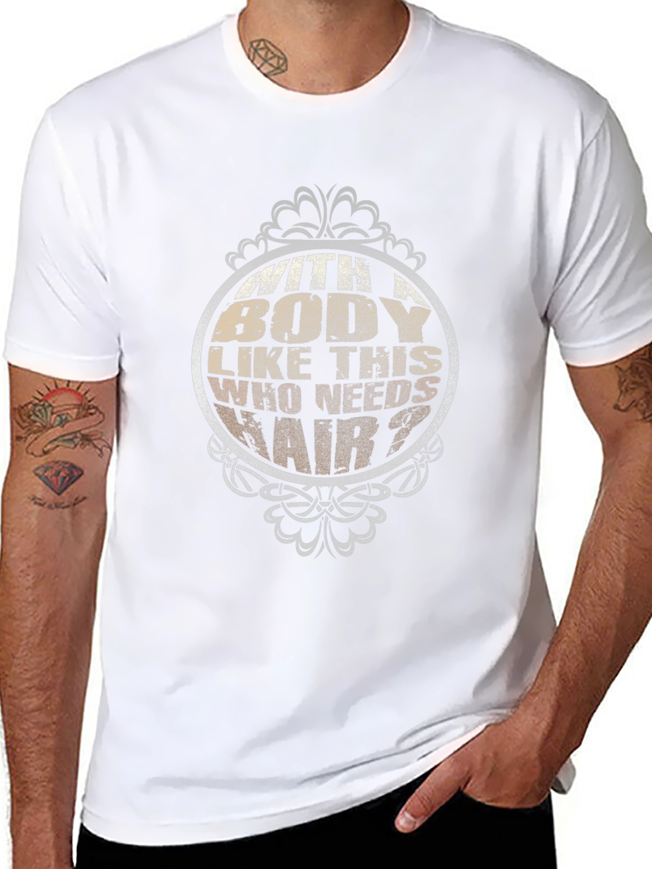 Funny Body Like This Who Needs Hair Black T-Shirt
