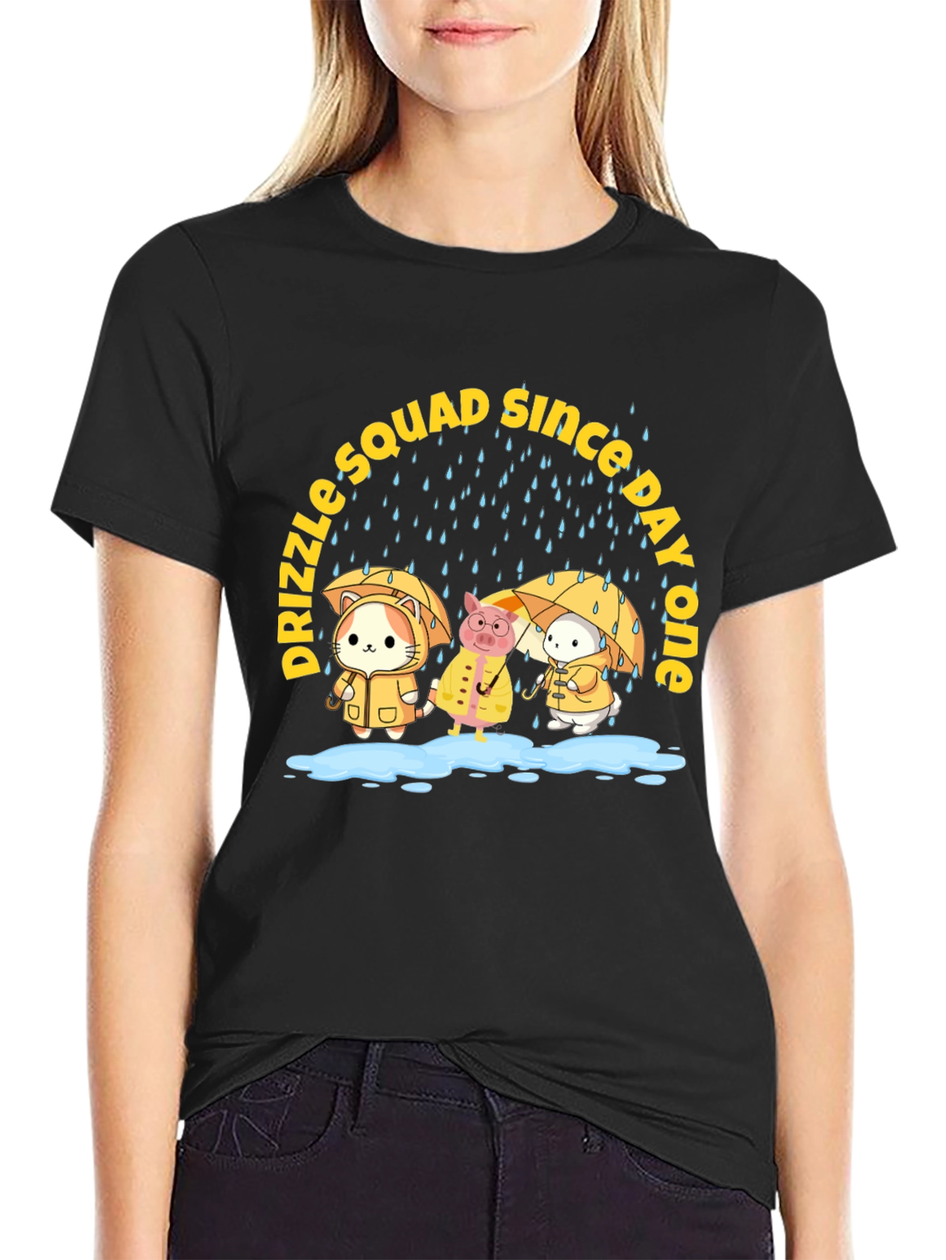 Drizzle Squad Cute Animal Graphic T-Shirt