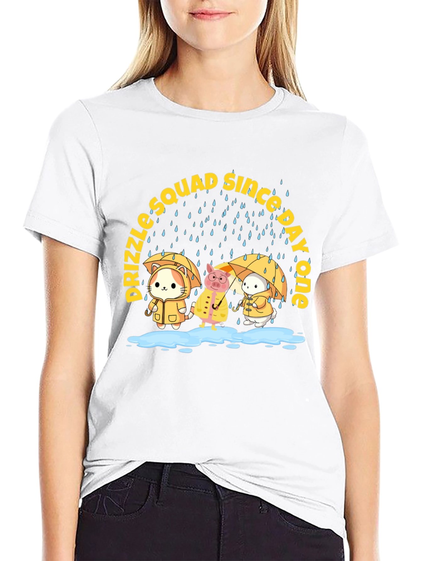 Drizzle Squad Cute Animal Graphic T-Shirt