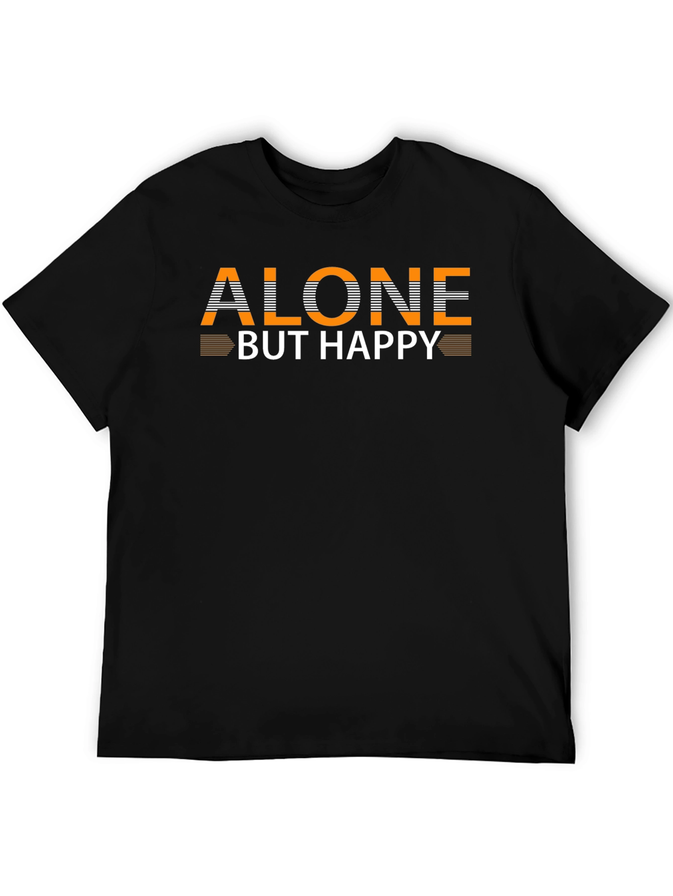 Alone But Happy Graphic Black T-Shirt