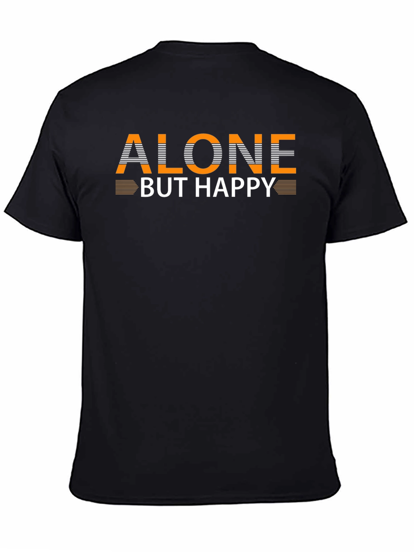 Alone But Happy Graphic Black T-Shirt