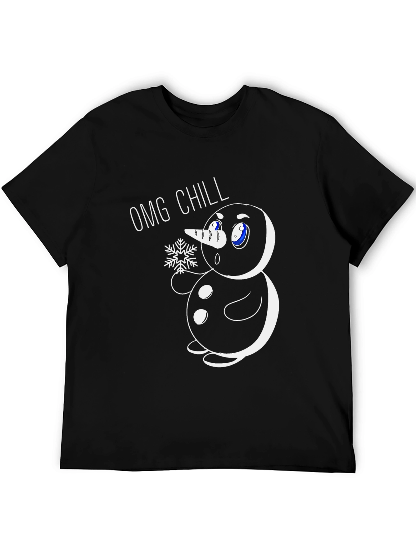 OMG Chill Snowman Graphic Tee - Black