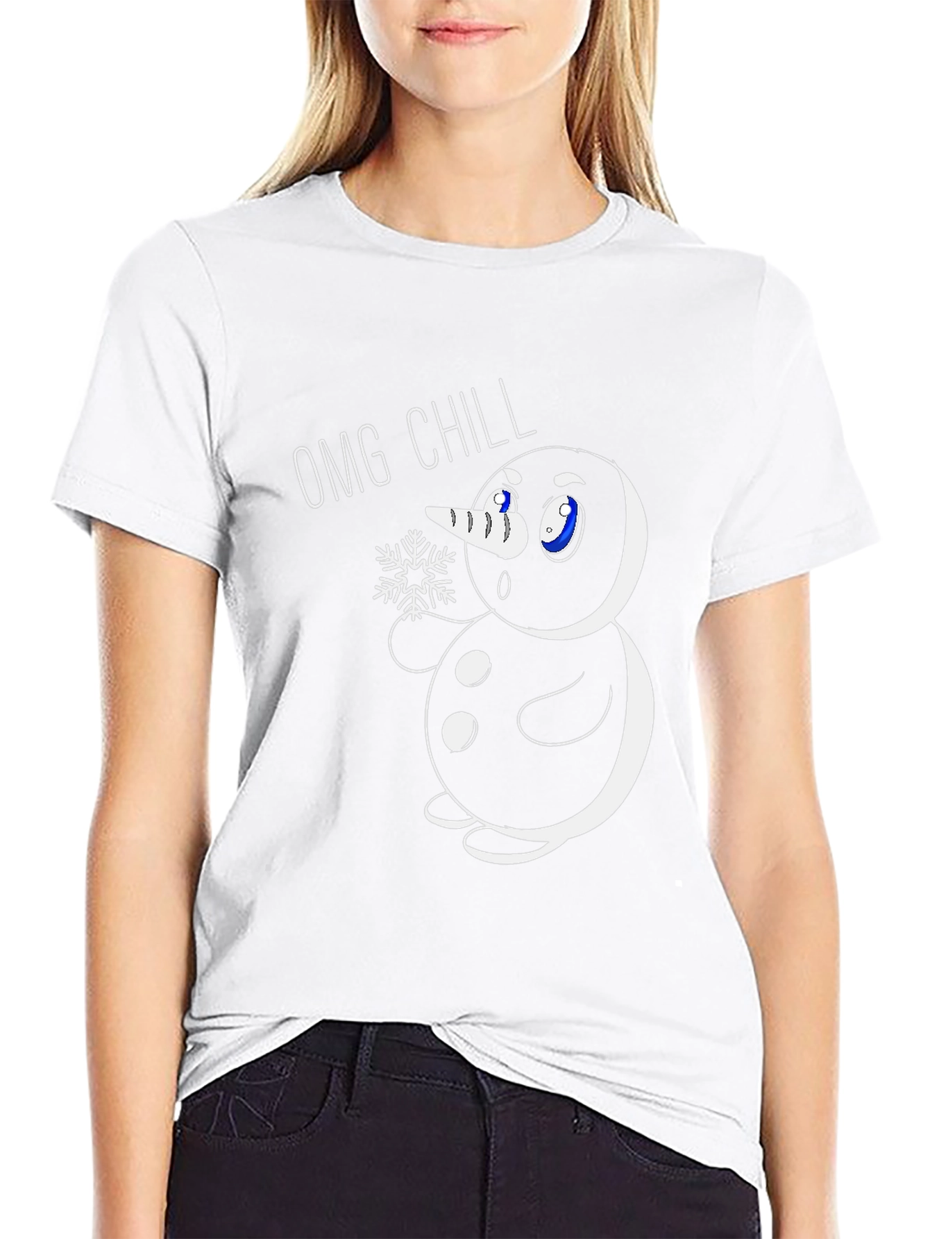 OMG Chill Snowman Graphic Tee - Black