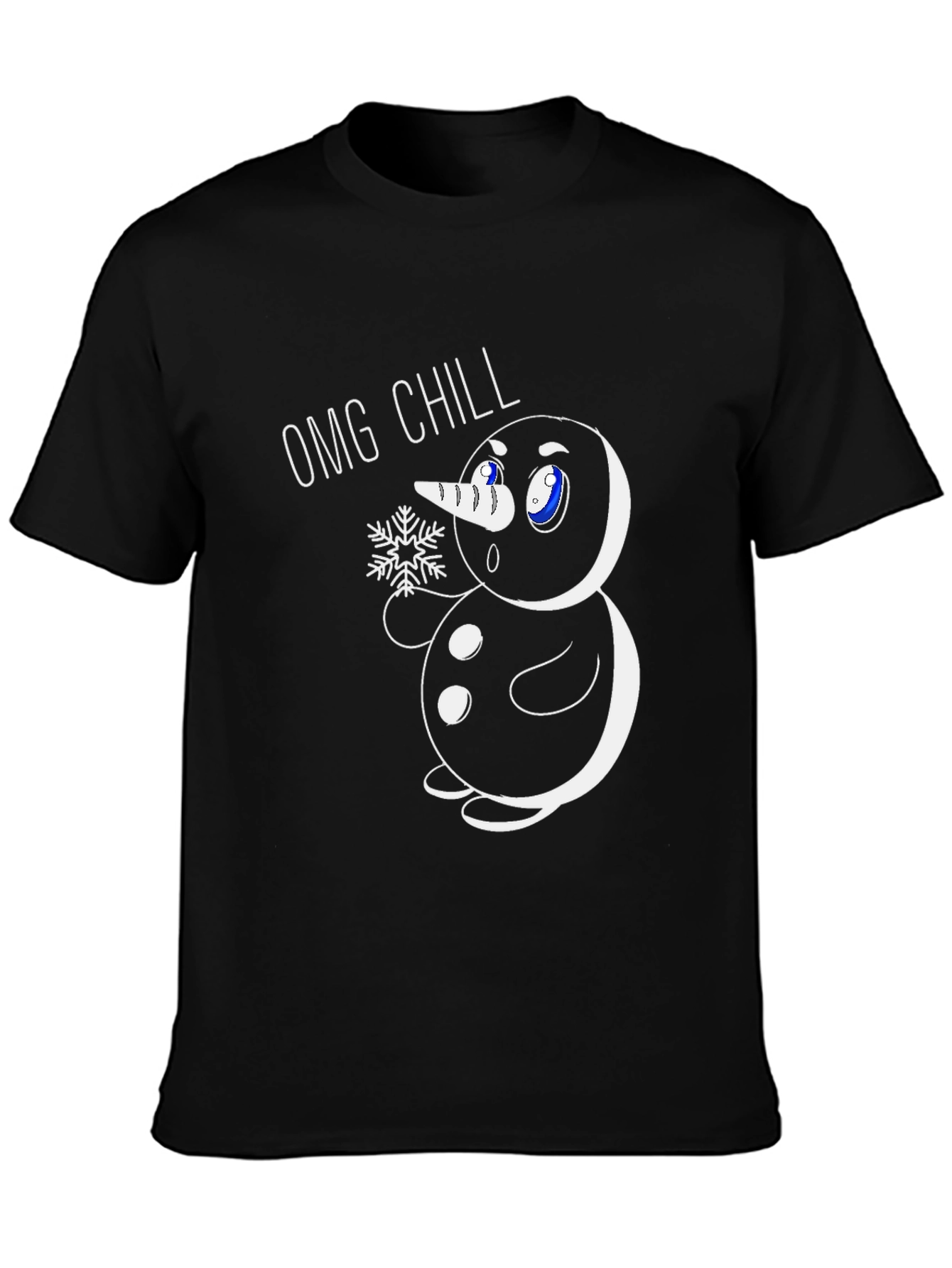 OMG Chill Snowman Graphic Tee - Black