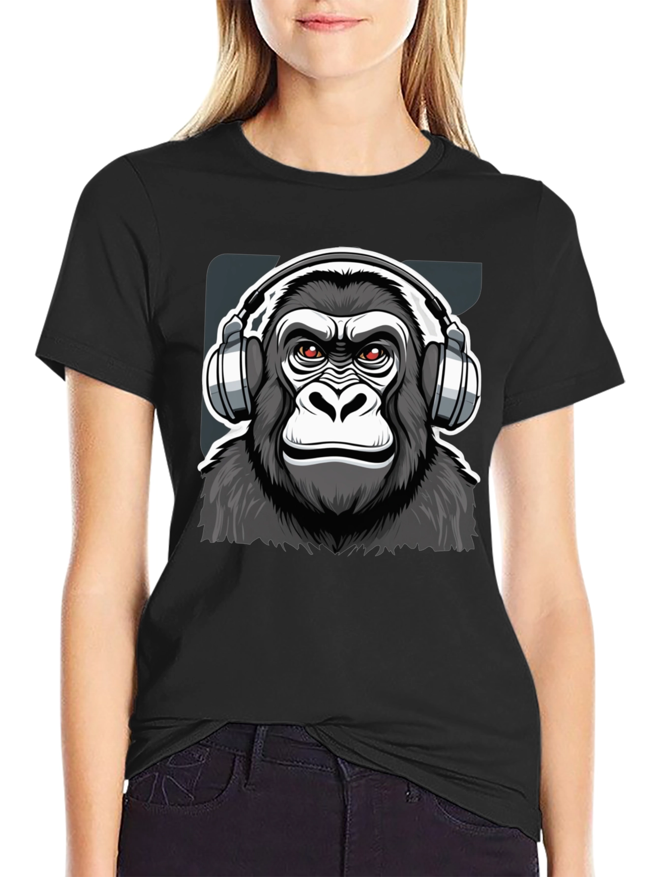 Cool Gorilla DJ Graphic T-Shirt - Black