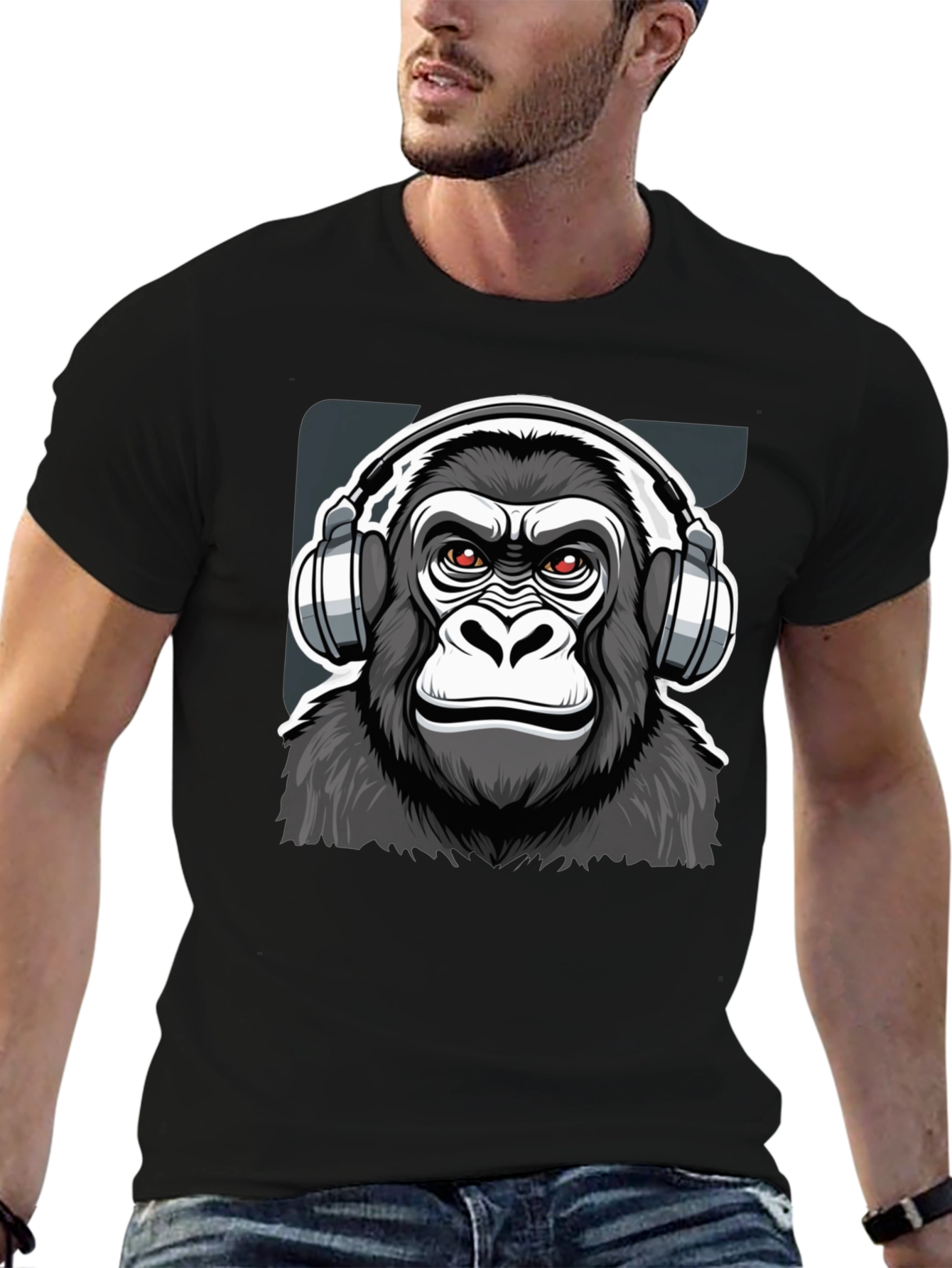 Cool Gorilla DJ Graphic T-Shirt - Black