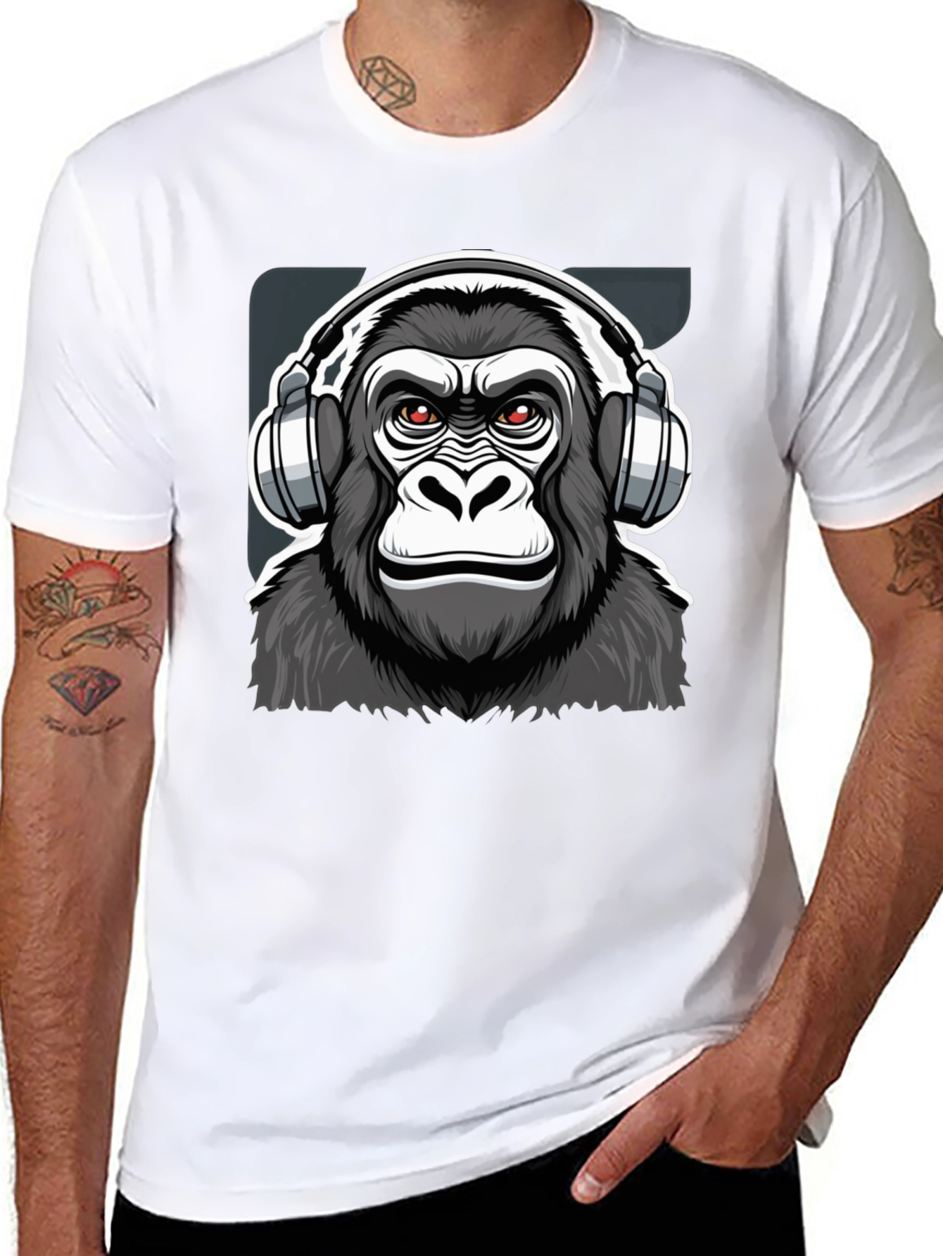 Cool Gorilla DJ Graphic T-Shirt - Black