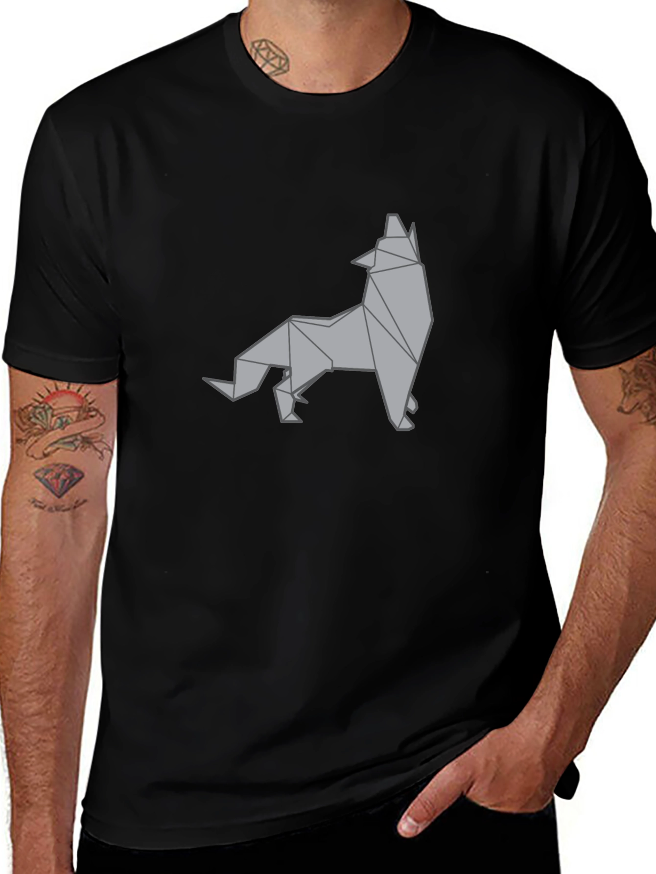 Geometric Wolf Graphic Tee - Stylish Menswear