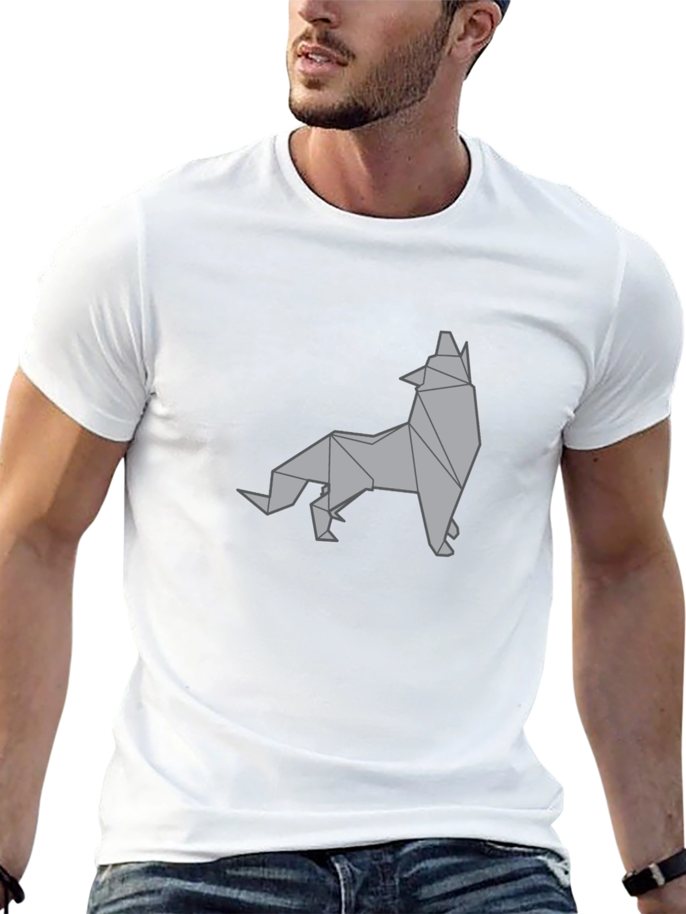 Geometric Wolf Graphic Tee - Stylish Menswear