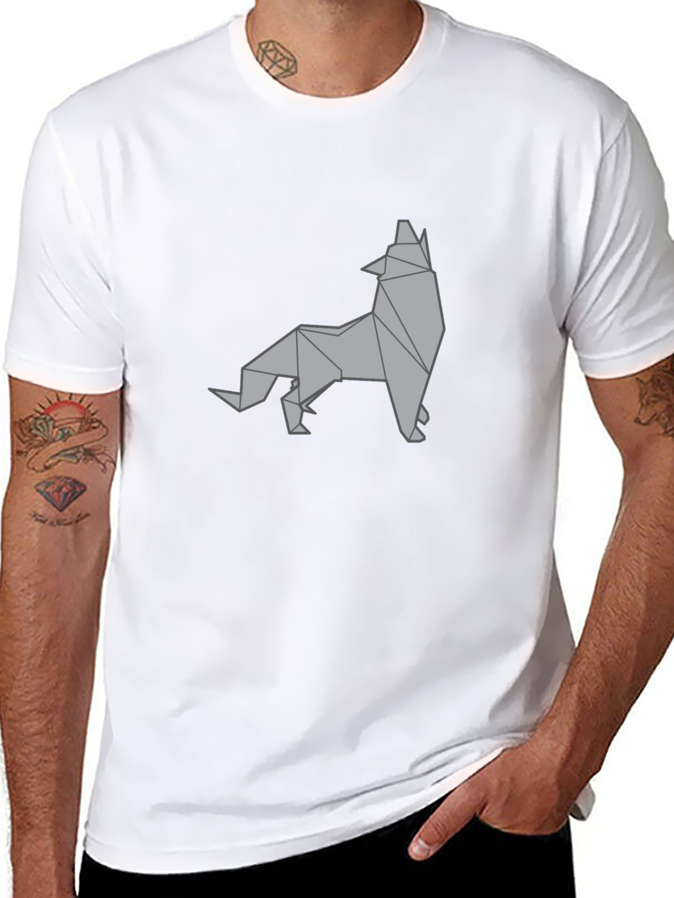 Geometric Wolf Graphic Tee - Stylish Menswear