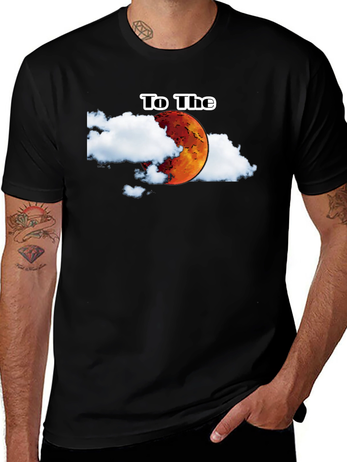 To The Moon Graphic Tee - Black Cotton T-Shirt