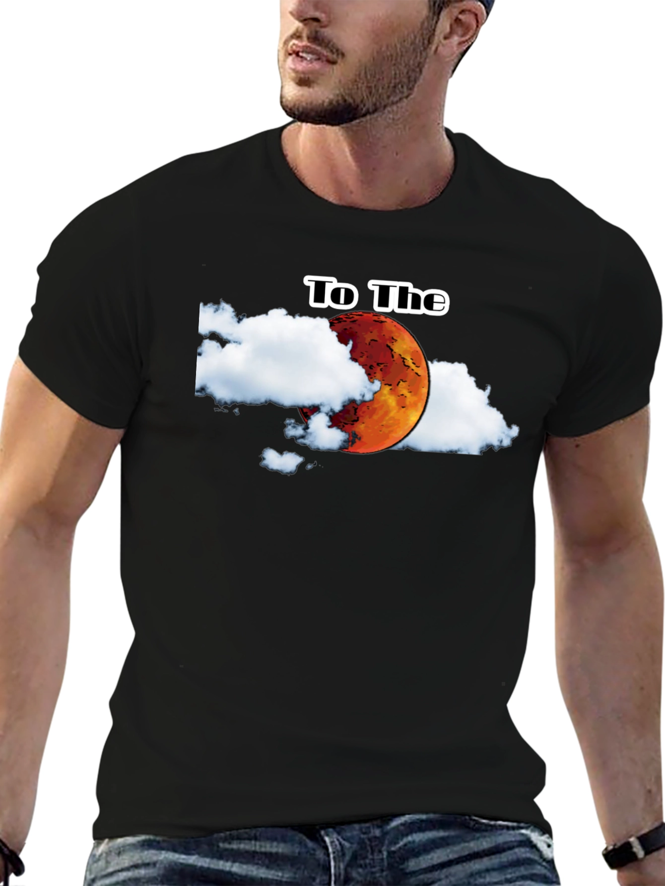 To The Moon Graphic Tee - Black Cotton T-Shirt