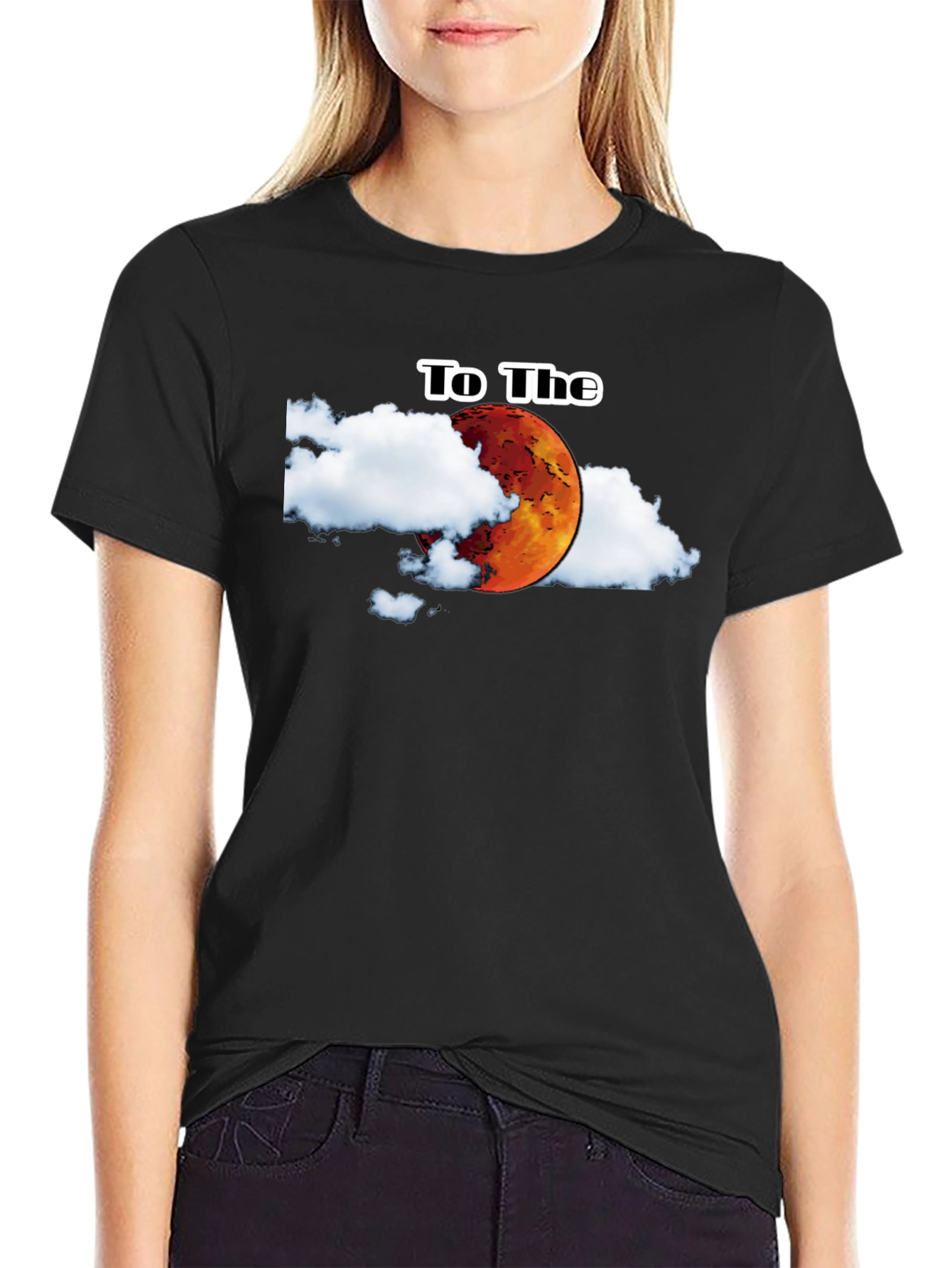 To The Moon Graphic Tee - Black Cotton T-Shirt