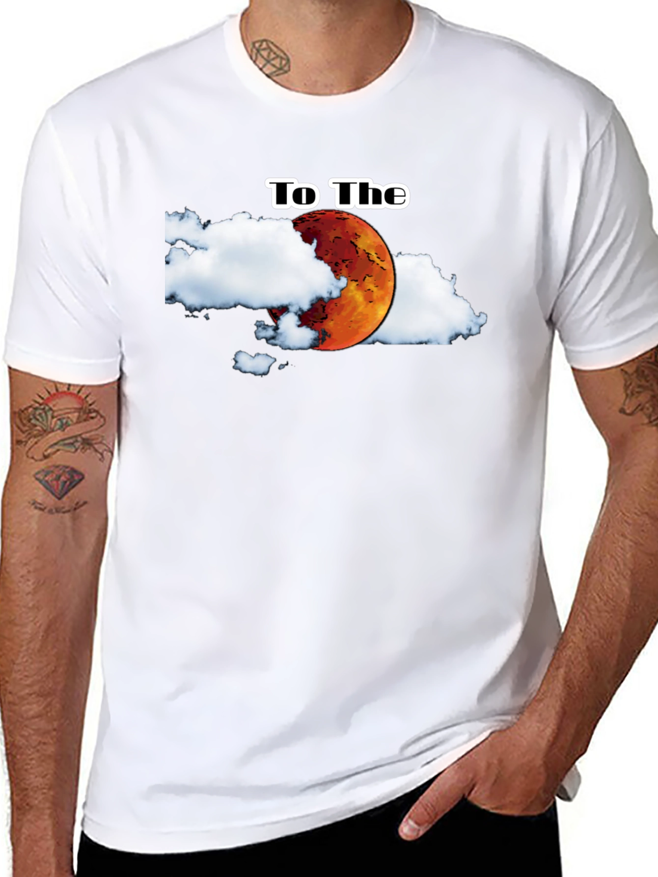 To The Moon Graphic Tee - Black Cotton T-Shirt