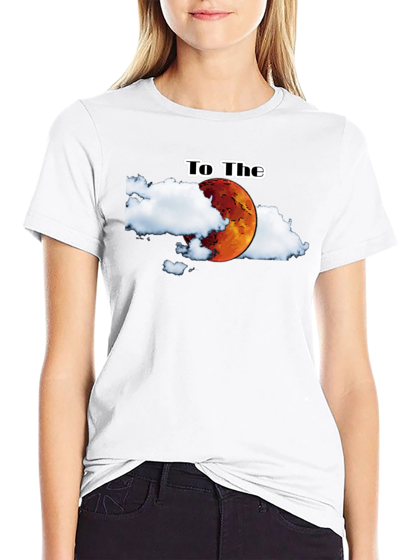 To The Moon Graphic Tee - Black Cotton T-Shirt