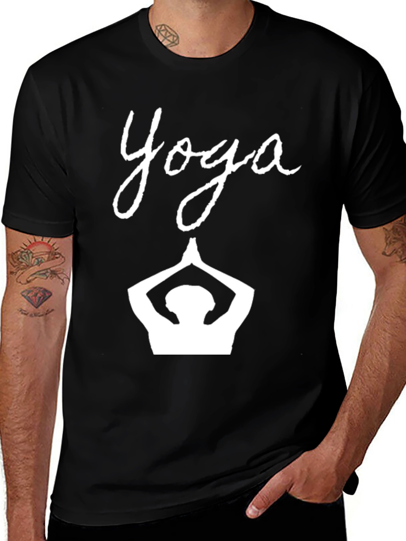 Yoga Graphic Tee - Black Cotton T-Shirt