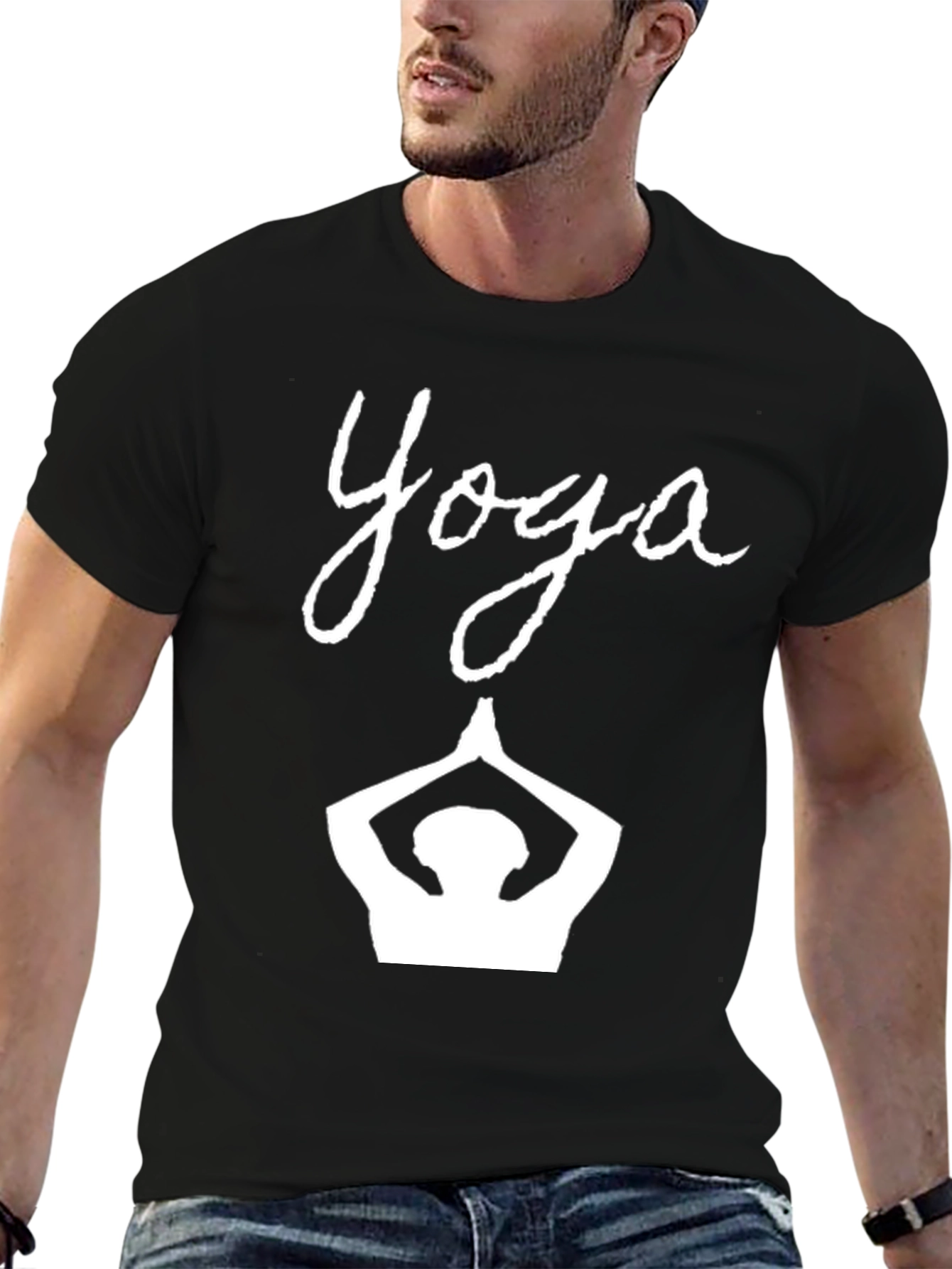 Yoga Graphic Tee - Black Cotton T-Shirt