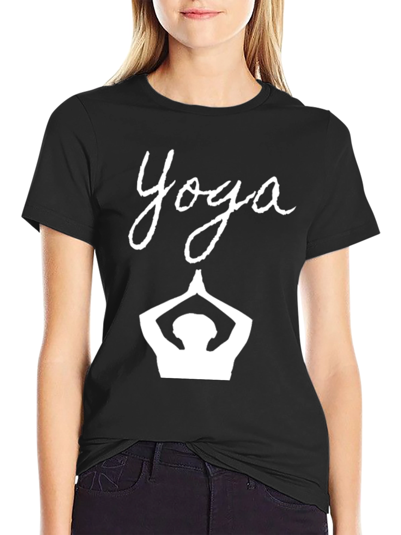 Yoga Graphic Tee - Black Cotton T-Shirt