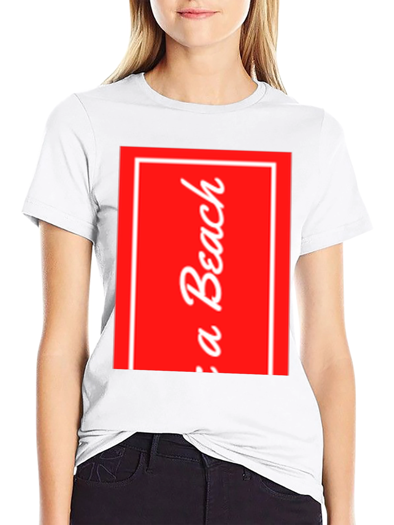 Red Beach Graphic Black T-Shirt