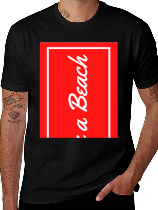 Red Beach Graphic Black T-Shirt
