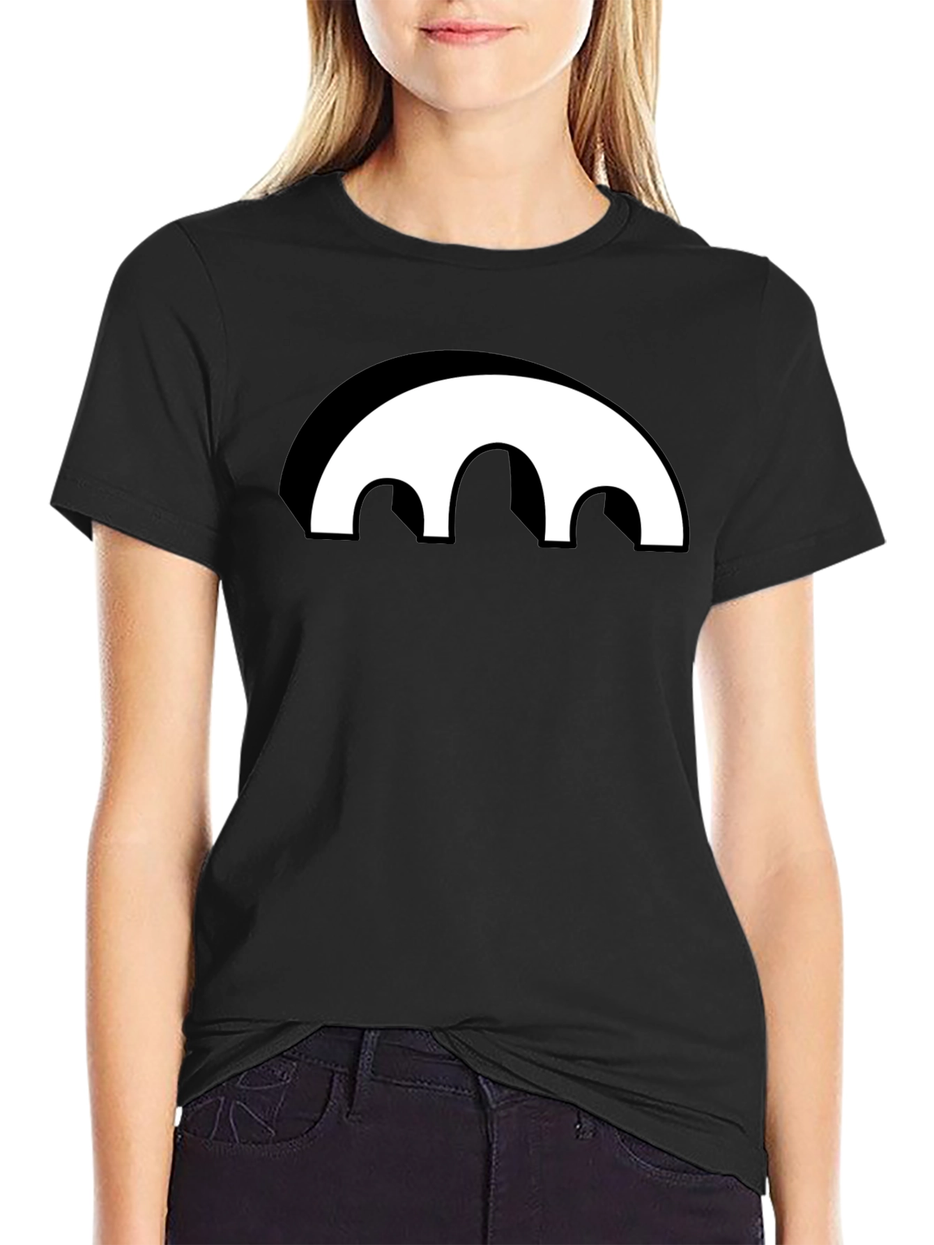 Black Graphic Tee - Abstract Arch Design