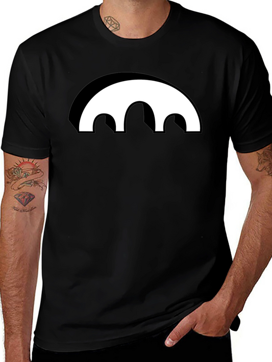 Black Graphic Tee - Abstract Arch Design