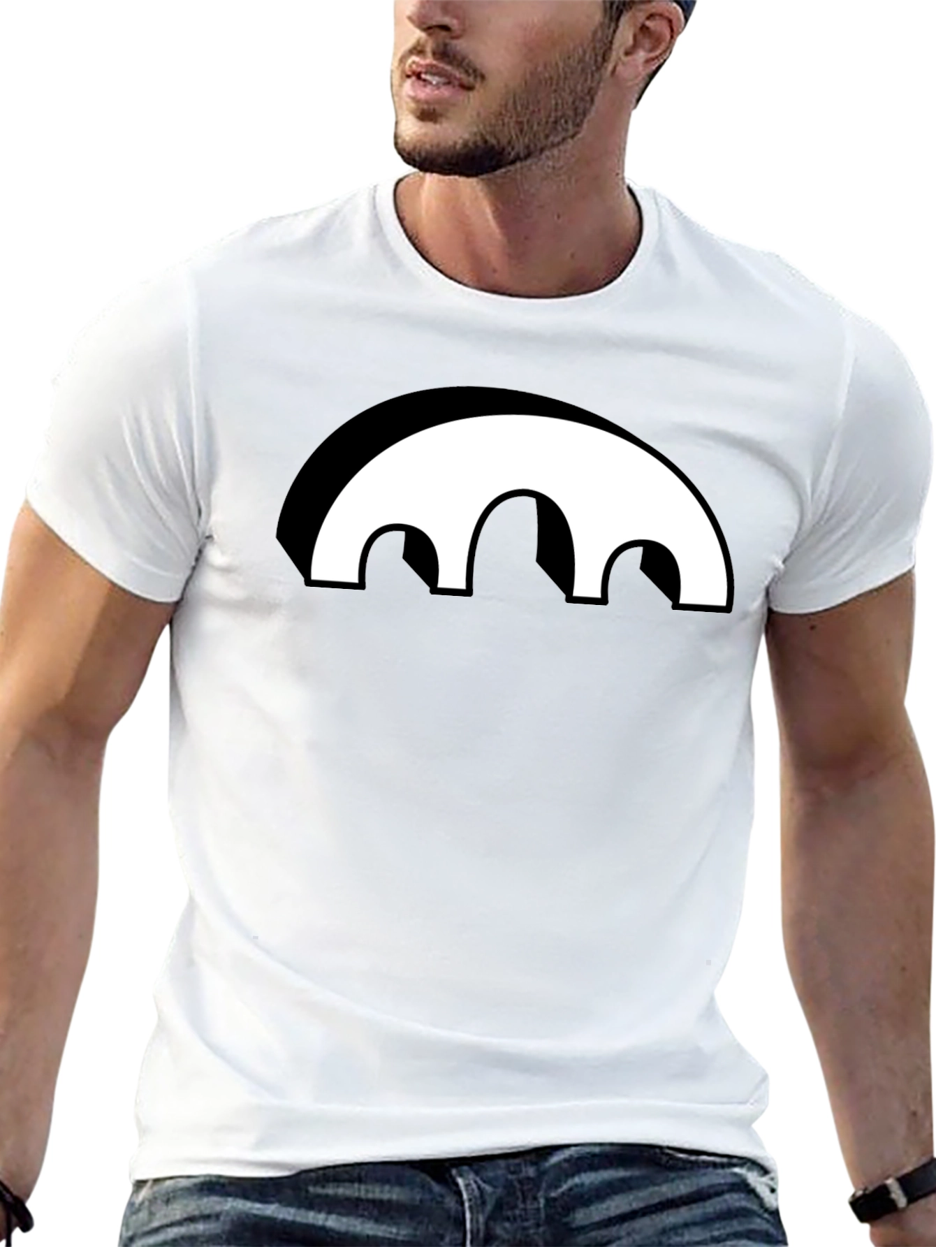 Black Graphic Tee - Abstract Arch Design